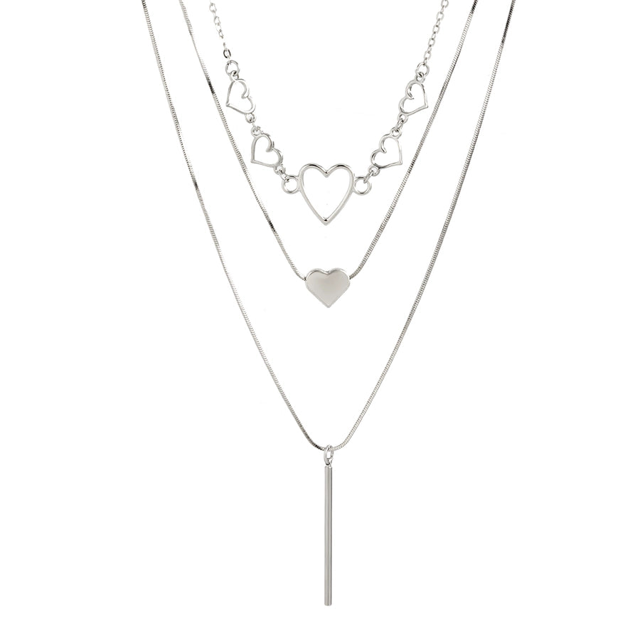 Silver Heart Element Necklace Set