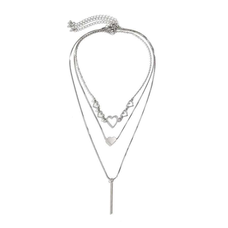 Silver Heart Element Necklace Set