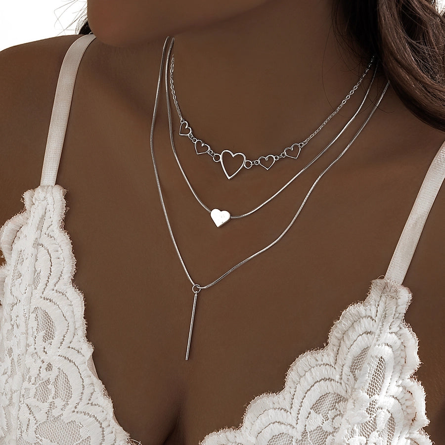 Silver Heart Element Necklace Set